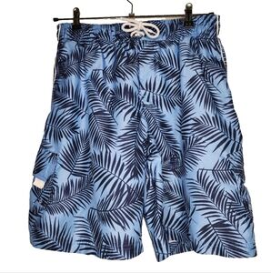 Trunks Surf and Swim Co Swim Shorts in Blue Palm Print Size M